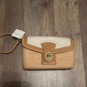 Coach Tan and Cream Clutch with Gold Accent